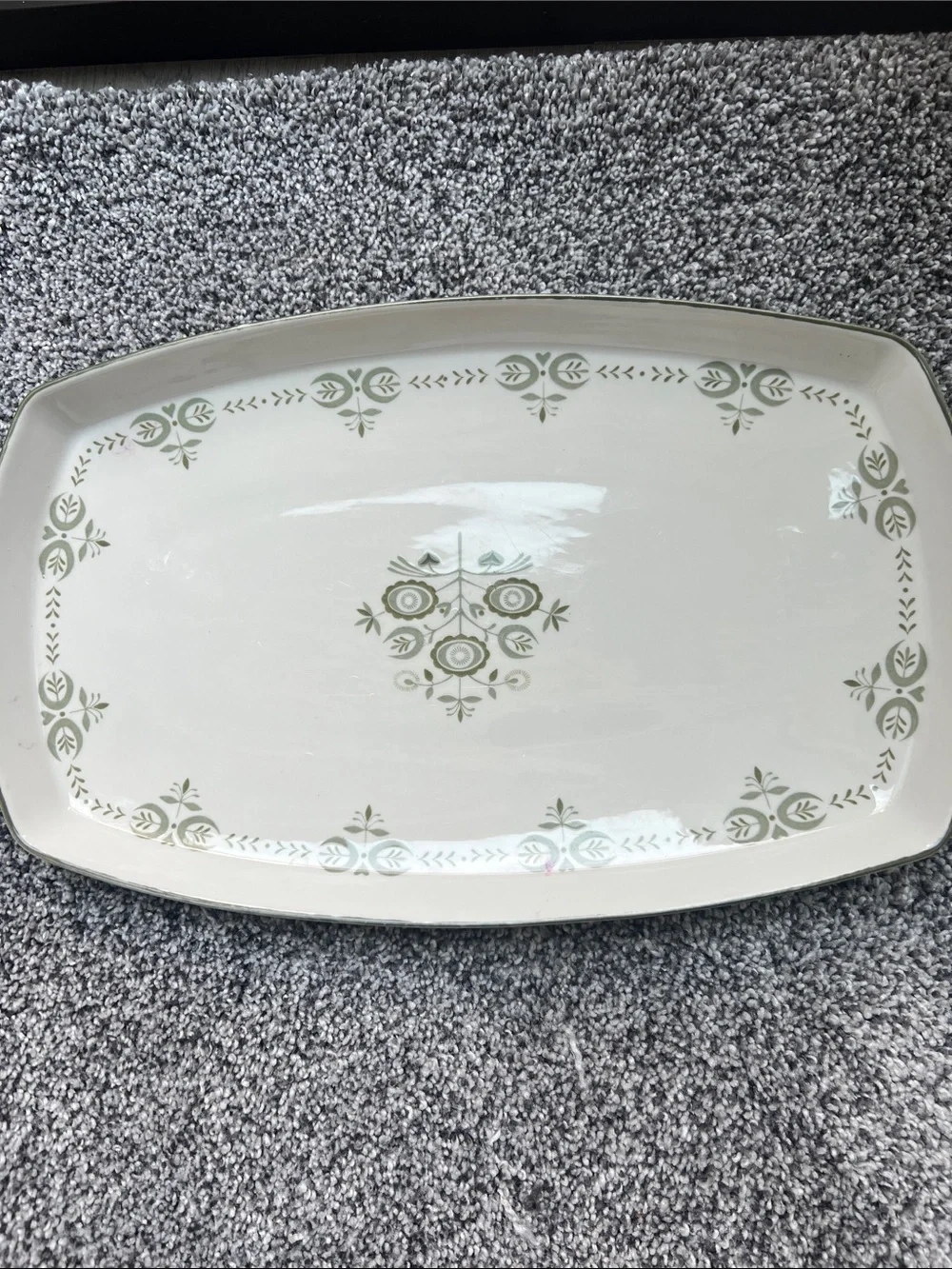 Franciscan Heritage Discovery platter with Sage Green Floral Scrill